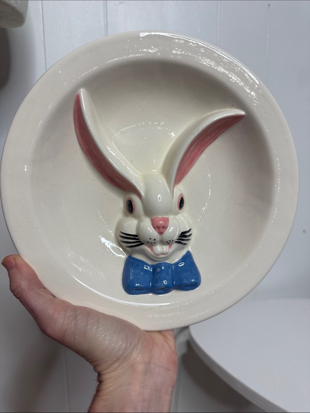 Vintage ceramic rabbit dish bowl or wall decor
